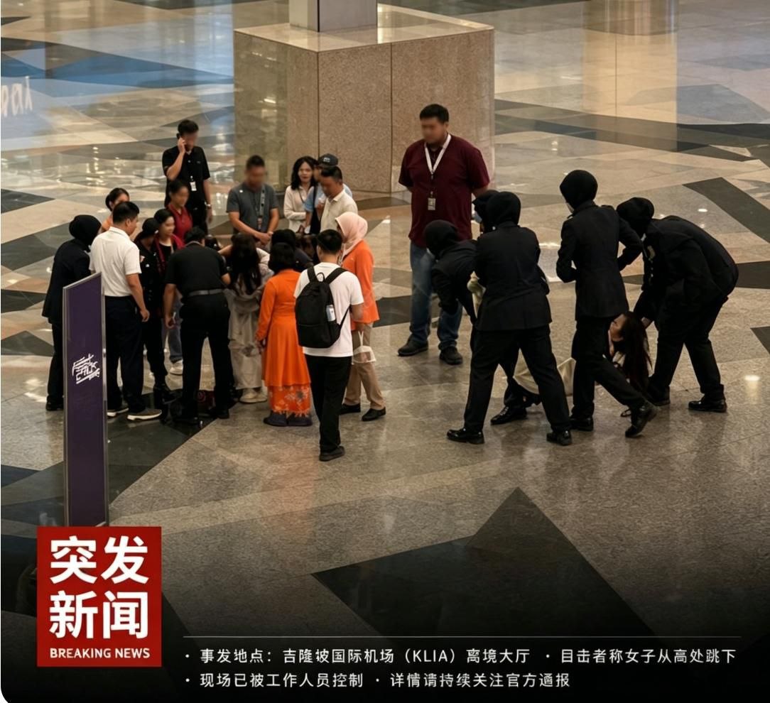 吉隆坡突发 吉隆坡机场突发事件！#中国女子 疑因无法登机情绪失控从高处跳下‼️